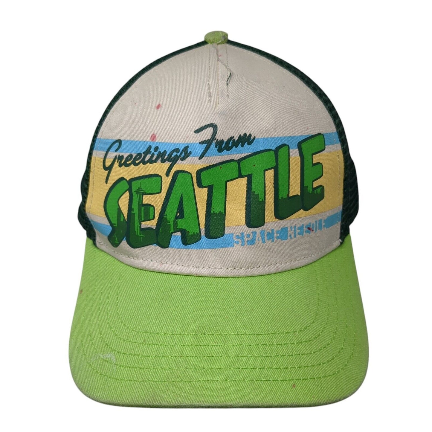 Greetings From Seattle Snapback Trucker Hat Green OS Adjustable American Needle