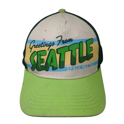 Greetings From Seattle Snapback Trucker Hat Green OS Adjustable American Needle