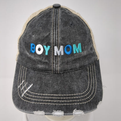 Boy Mom Strapback Trucker Hat Multicolor OS Adjustable Mesh Back Distressed