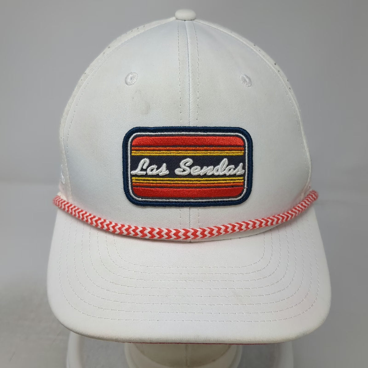 Pukka Trucker Hat White OSFM Braided Rope Snapback Perforated Las Sendas Golf