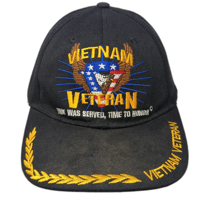 Kys Design Cap Vietnam Veteran Baseball Cap Black One Size Eagle Gold Leaf Hat