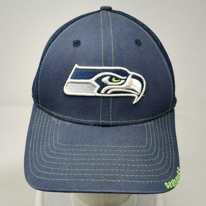 New Era Seattle Seahawks Blue Baseball Cap M NFL Mesh Stretch Fit Logo Hat