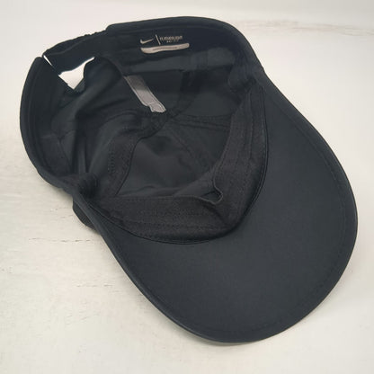Nike Baseball Cap Black One Size Dri-Fit Featherlight Swoosh Logo Strapback Hat