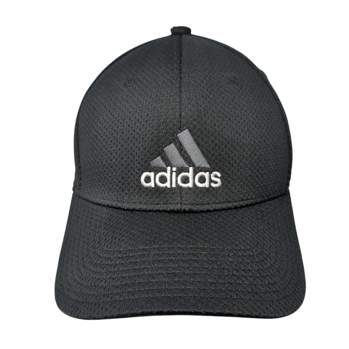 Adidas 3 Stripes Fitted Hat Black One Size Climalite Embroidered Solid