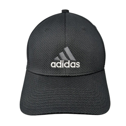 Adidas 3 Stripes Fitted Hat Black One Size Climalite Embroidered Solid