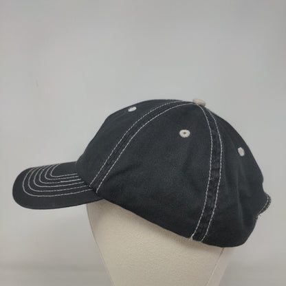 Unbranded Strapback Hat Black One Size Logo Embroidered 6 Panel