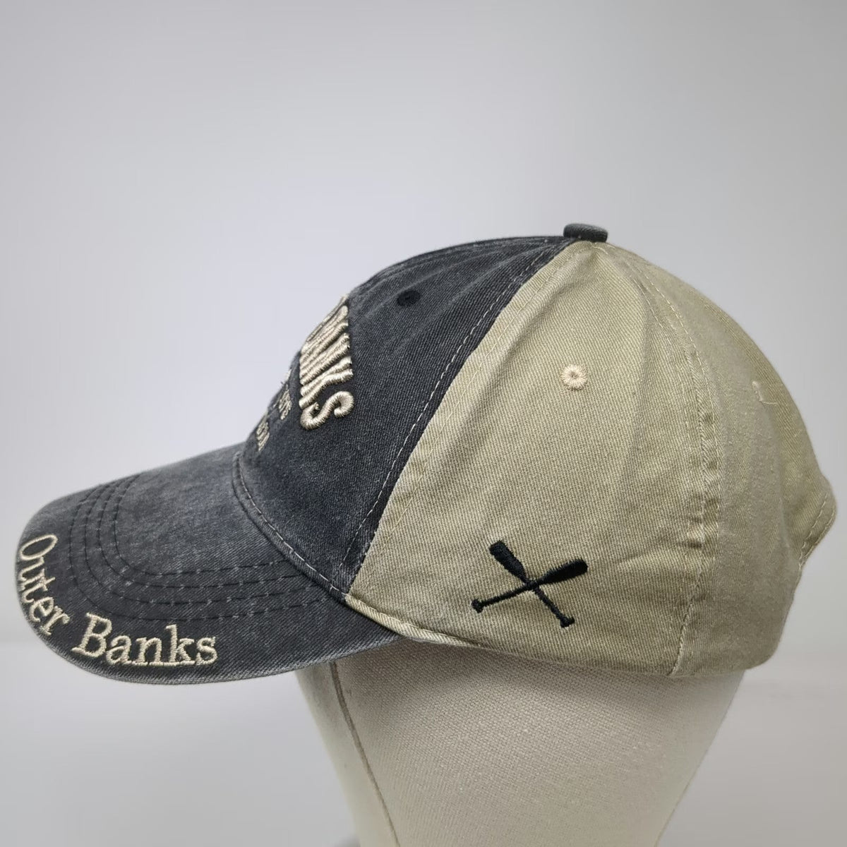 Beach Mart Baseball Cap Black Beige One Size Outer Banks NC Oars Strapback Hat