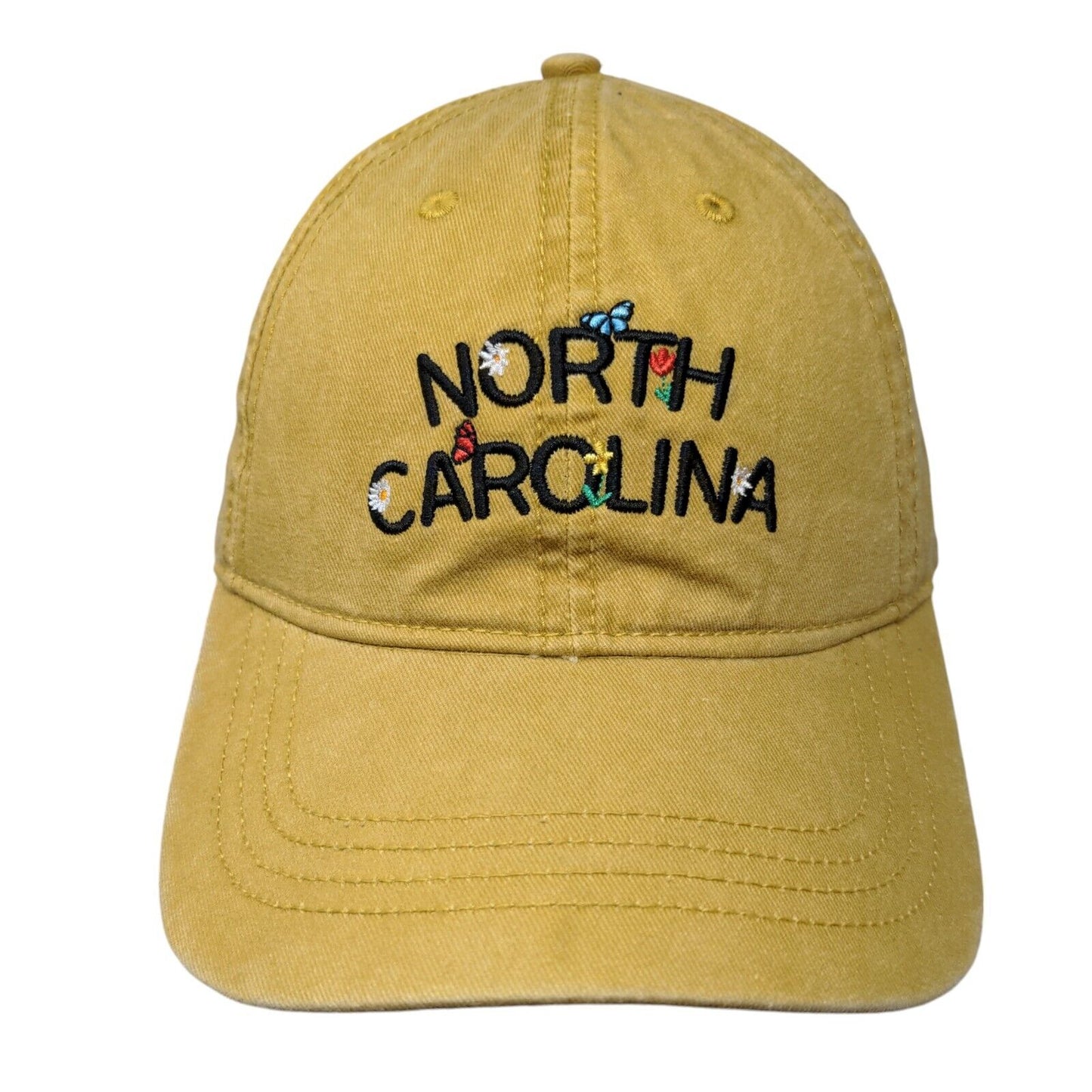 North Carolina Slideback Hat Tan OSFM Embroidered Floral 6 Panel Home Free