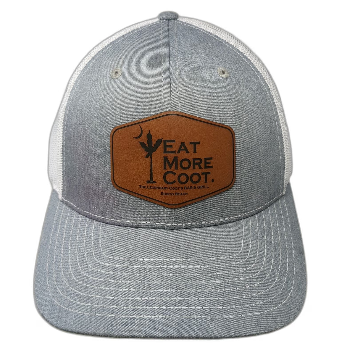 Richardson Trucker Hat Gray One Size Coots Bar Grill Edisto Beach Leather Patch
