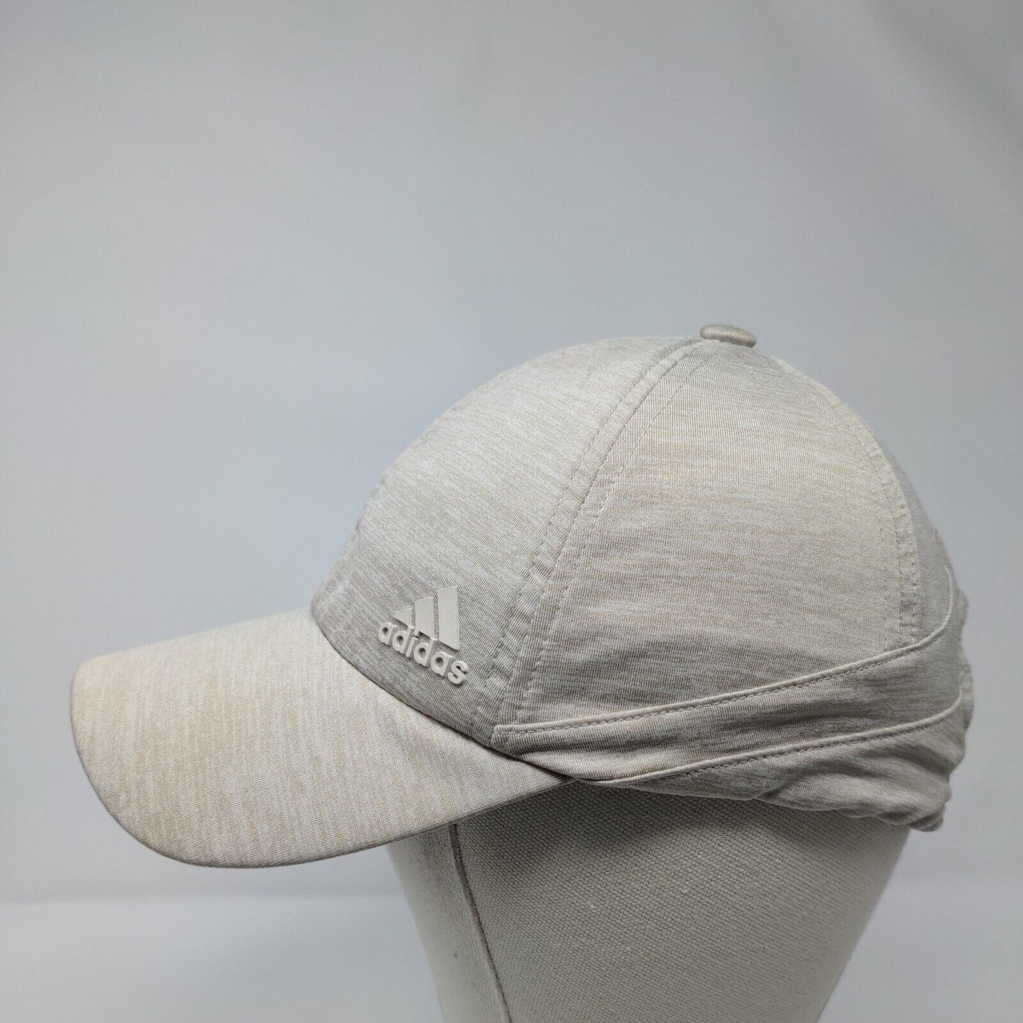 Adidas 3 Stripes Strapback Hat Tan OSFA Adjustable Climalite 6 Panel