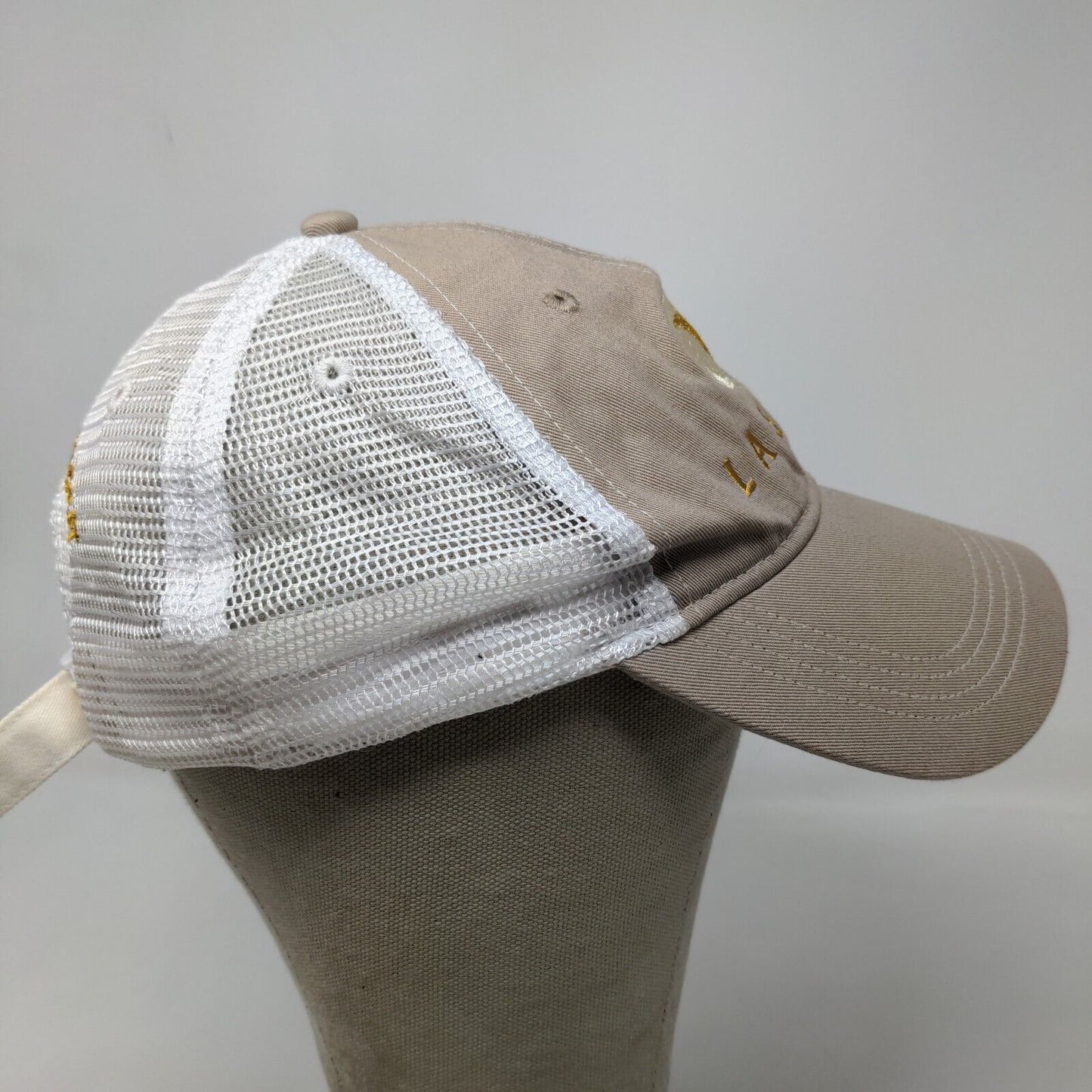 Cap America Men's Slideback Mesh Back Hat Tan Embroidered Lastec Logo