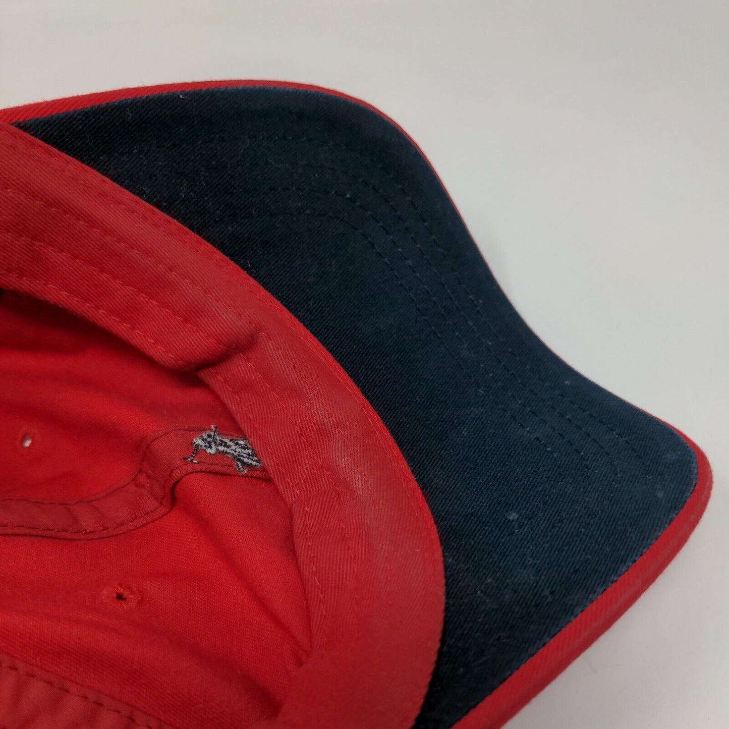 Polo Ralph Lauren Leather Strapback Hat Red One Size Embroidered Pony Cotton