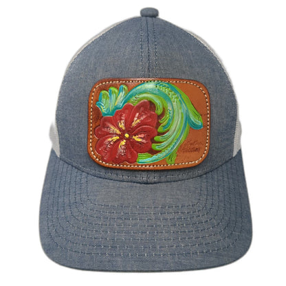 Outdoor Cap Platinum Series Baseball Cap Blue One Size Leather Flower Mesh Hat