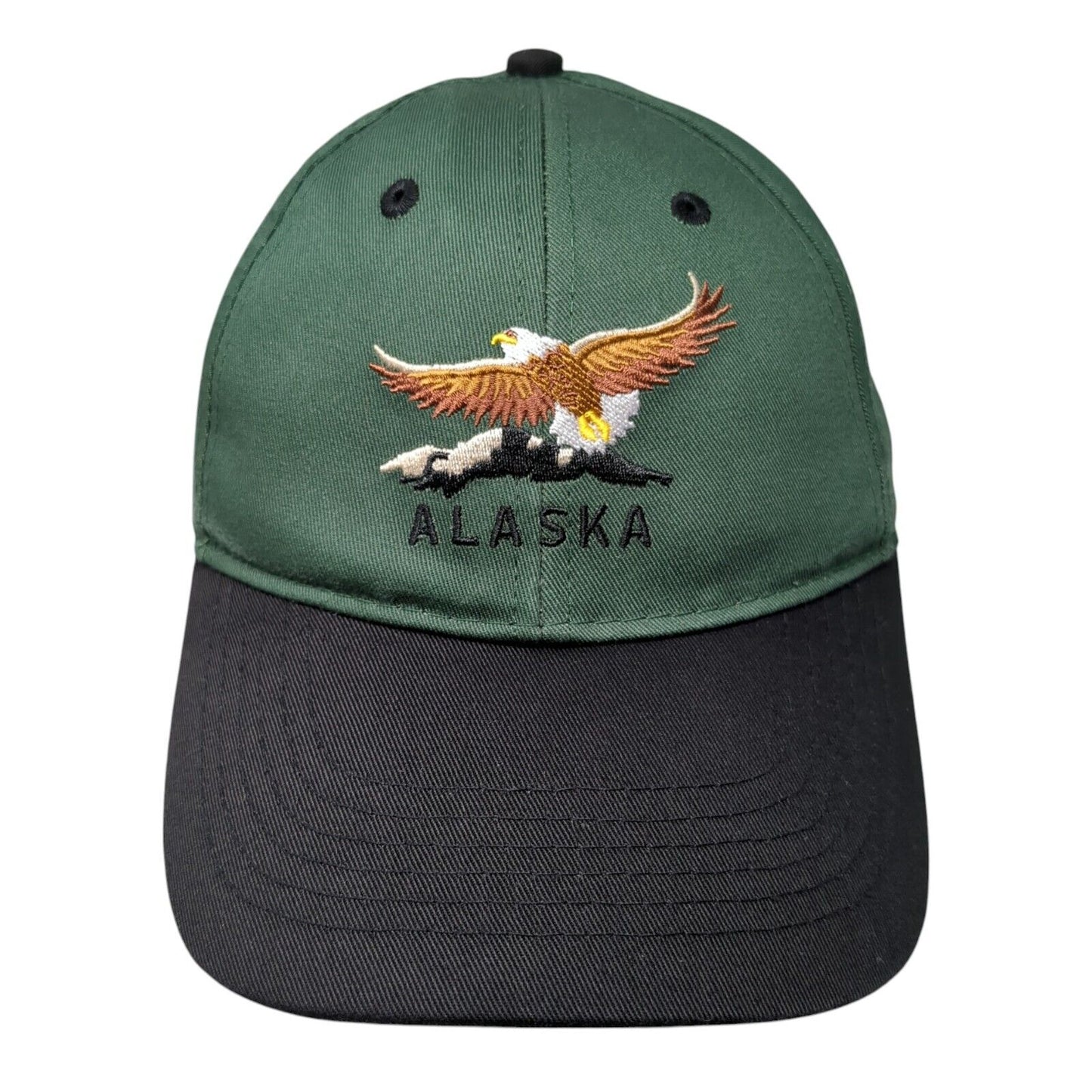 Alaska Bald Eagle Strapback Hat Green One Size Adjustable Colorblock