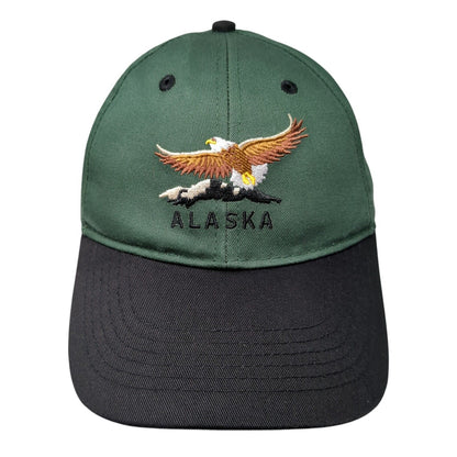 Alaska Bald Eagle Strapback Hat Green One Size Adjustable Colorblock