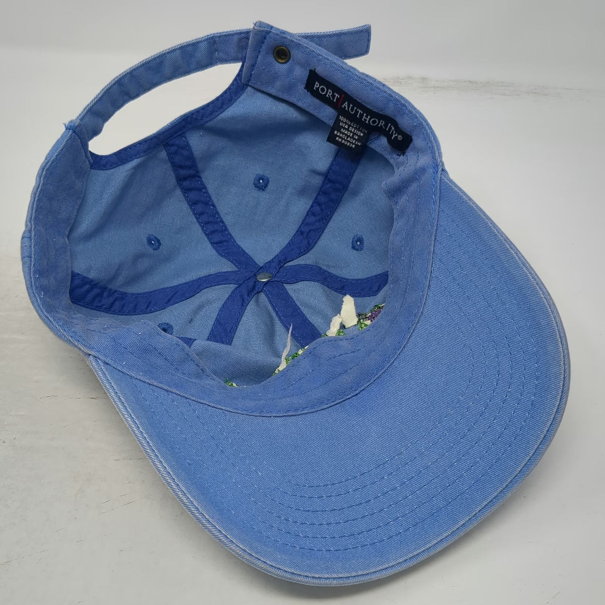 Port Authority Blue Baseball Cap OSFM Wine Shop Grapes Slideback Hat Adjustable