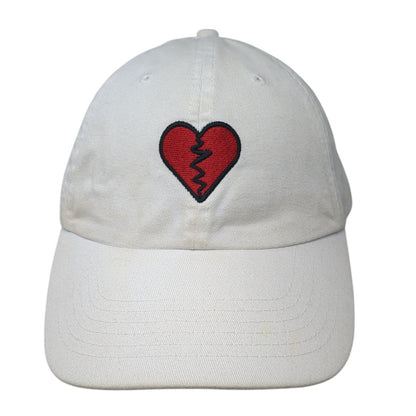 Broken Heart Slideback Baseball Cap White One Size Adjustable Embroidered Cotton