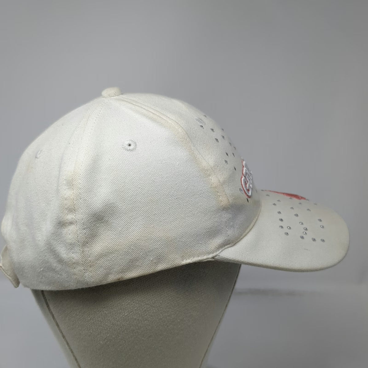 Germany Hat White Baseball Cap One Size Rhinestones Gems Strapback Cotton