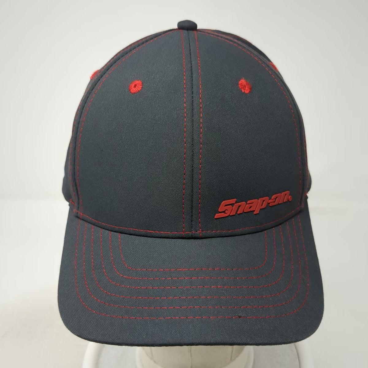 K-Products Snapback Gray Red One Size Snap-on Contrast Stitching Structured Hat