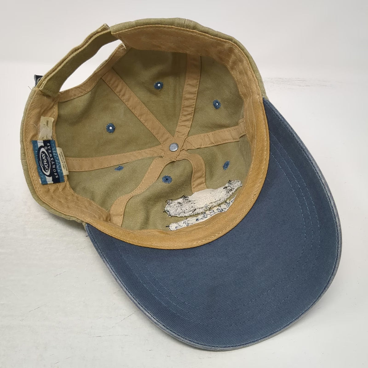 Ouray Sportswear Baseball Cap Beige Blue One Size Wolfeboro Lake Strapback Hat