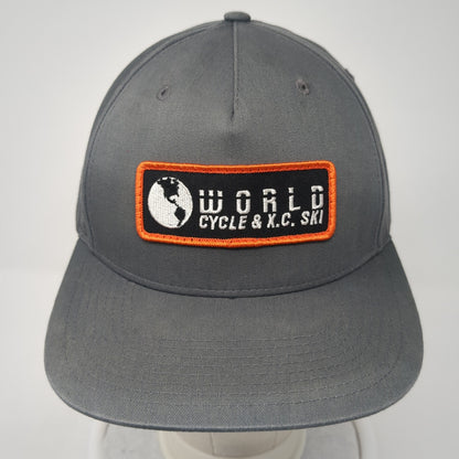World Cycle & XC Ski Patch Snapback Hat Gray One Size Solid Outdoor