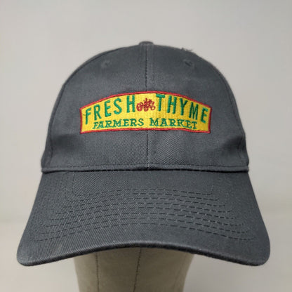 Port Authority Men's Strapback Hat Gray Embroidered Fresh Thyme Farmer's Market