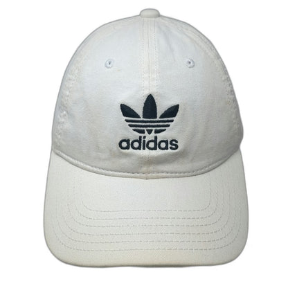 Adidas Baseball Cap White One Size Trefoil Logo Embroidered Slideback Strap Hat