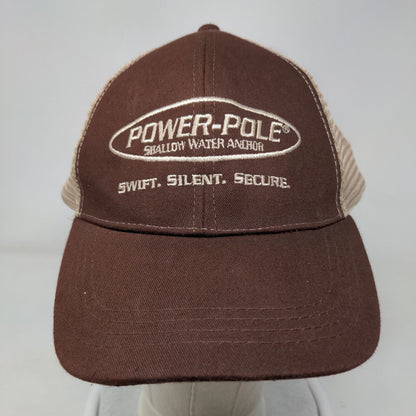 Power-Pole Shallow Water Anchor Swift Silent Secure Trucker Hat Brown OSFA Mesh