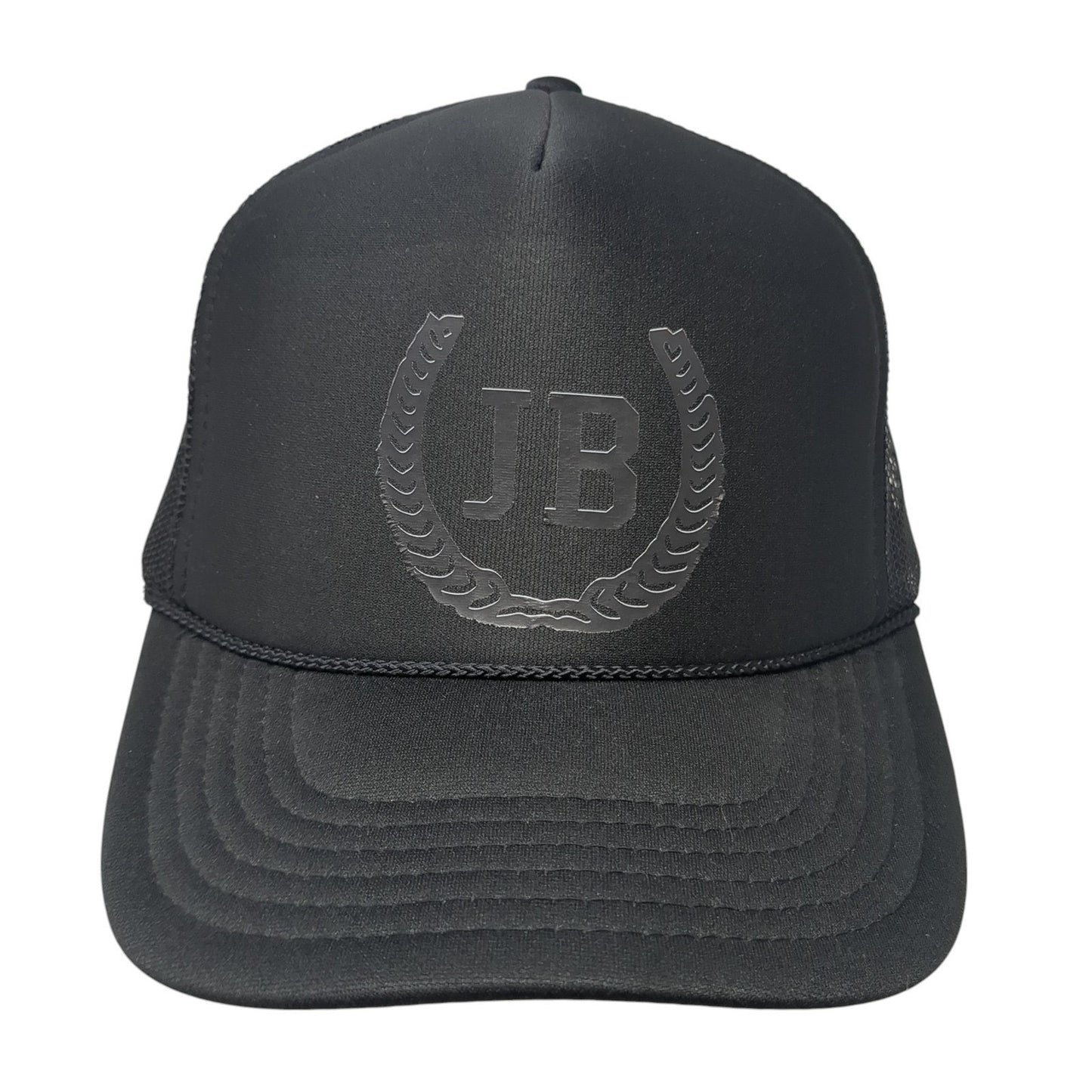 JB Snapback Trucker Hat Black One Size Adjustable Mesh Back 6 Panel Otto
