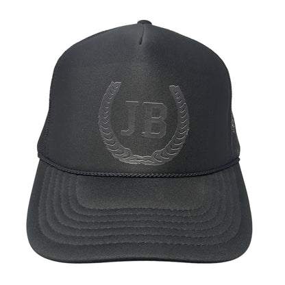 JB Snapback Trucker Hat Black One Size Adjustable Mesh Back 6 Panel Otto
