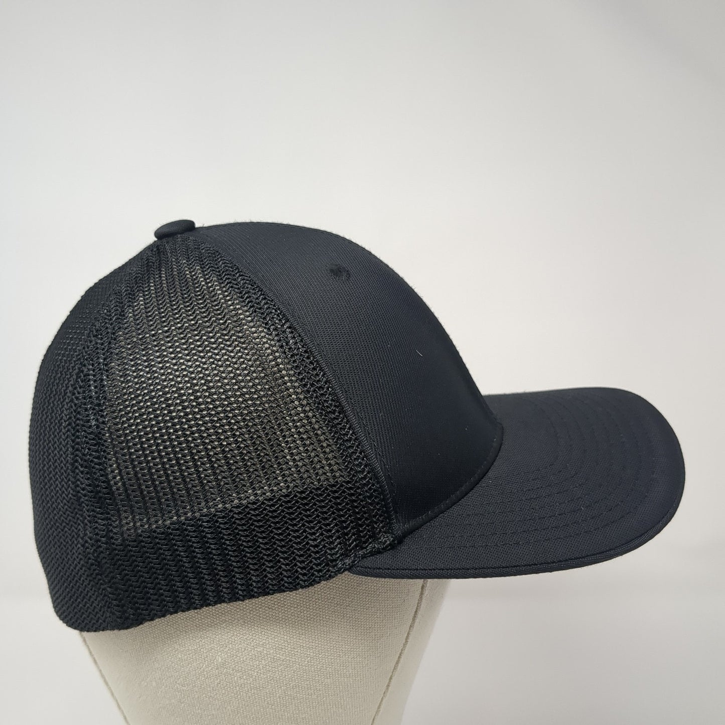BBA 80 Fitted Trucker Hat Black 7 3/8 Embroidered Mesh Back Pacific Headwear