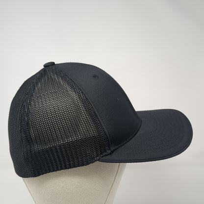 BBA 80 Fitted Trucker Hat Black 7 3/8 Embroidered Mesh Back Pacific Headwear