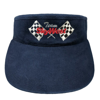 Dog Daze Visor Blue One Size Team SkyWest Racing Checkered Flags Adjustable Hat