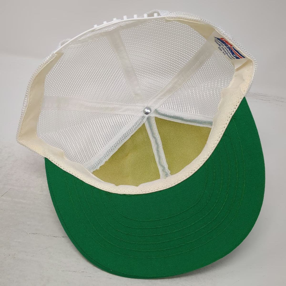 Cap America Trucker Hat Green White One Size Quantum Hybrid Wheat Mesh Back