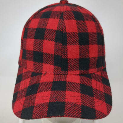 Red Black Buffalo Plaid Baseball Cap One Size Adjustable Cotton Checkered Hat