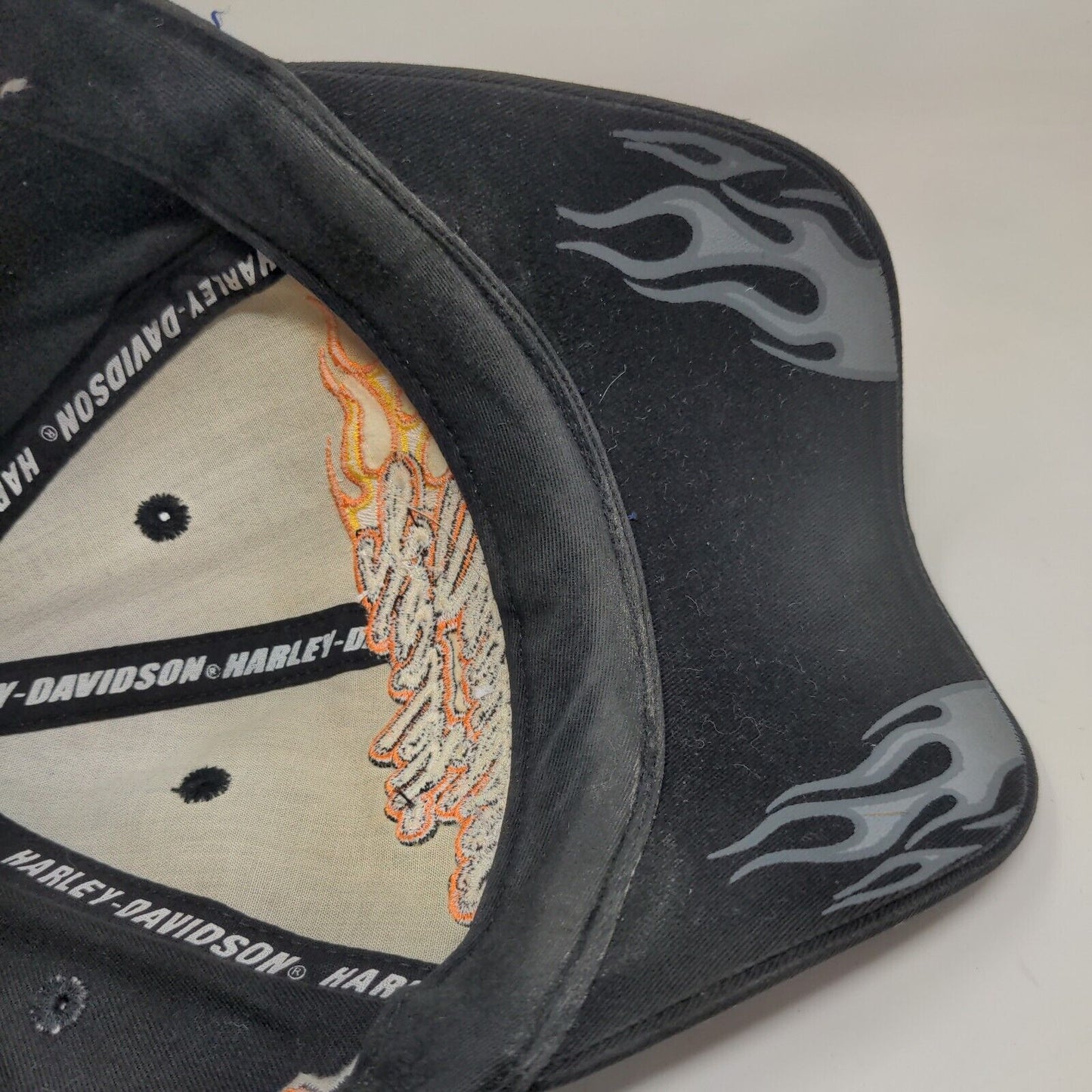 Harley Davidson Motorcycles Men's Strapback Hat Black OSFA Embroidered Flames