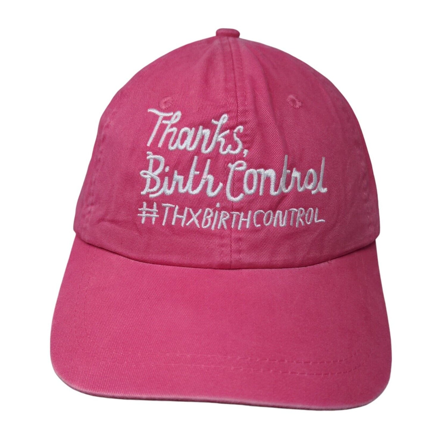 Thanks Birth Control Strapback Hat Pink Ladies Fit Embroidered Ahead