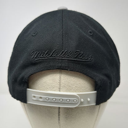 Mitchell & Ness Snapback Hat Black Gray White One Size Flat Brim Logo Stars