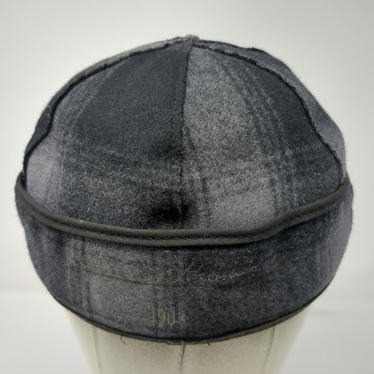 Stormy Kromer Baseball Cap Gray 7 3/8 Hat Plaid Wool Ear Flap Made USA Vintage