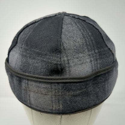 Stormy Kromer Baseball Cap Gray 7 3/8 Hat Plaid Wool Ear Flap Made USA Vintage
