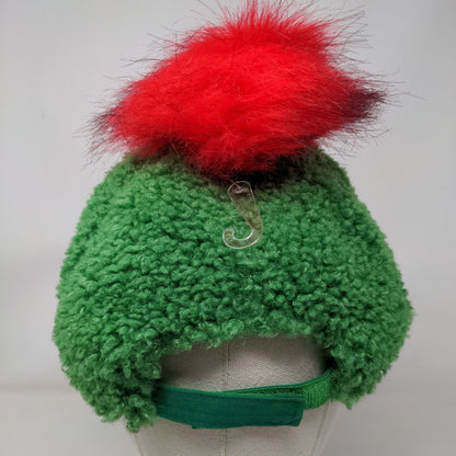 Holiday Time Christmas Tree Light Strapback Hat Green One Size Sherpa Pom Pom