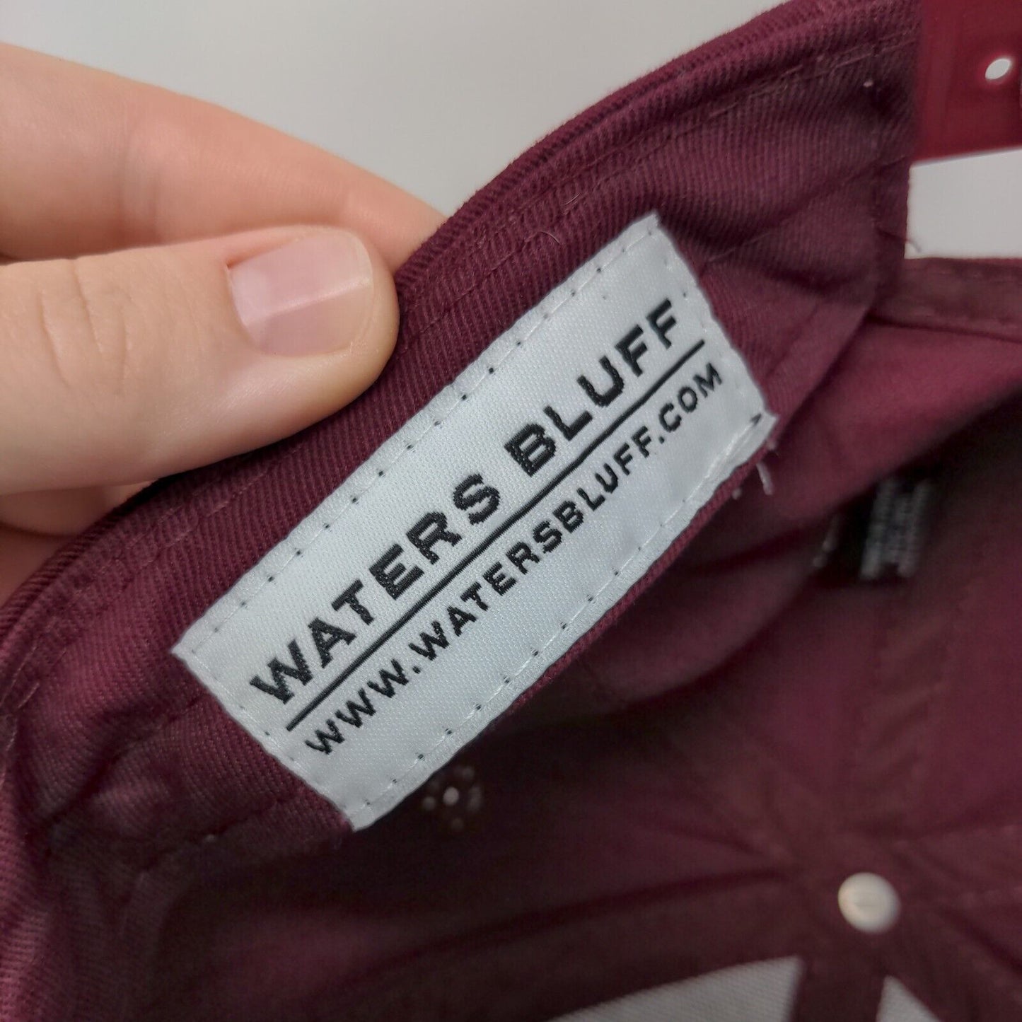 Waters Bluff Snapback Hat Red Burgundy One Size Embroidered 6 Panel
