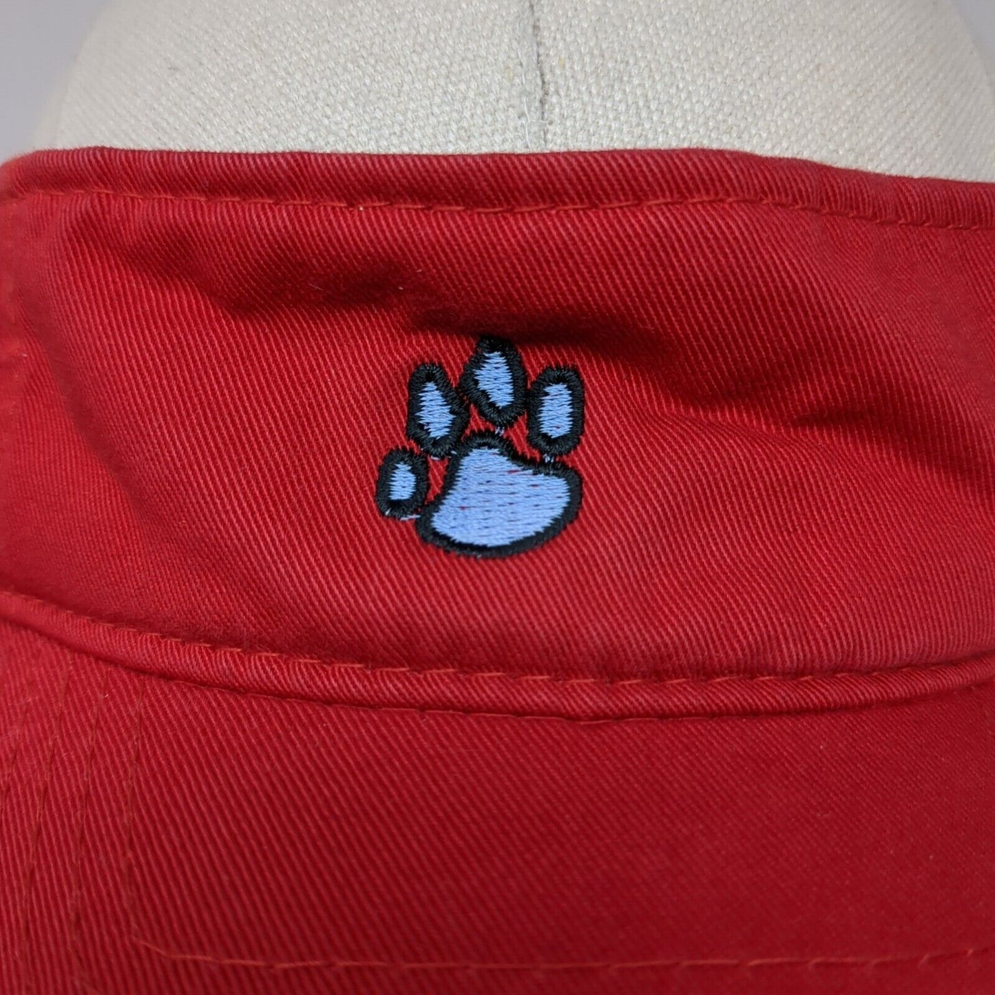 Paw Print Strapback Sun Visor Hat Red One Size Adjustable Embroidered