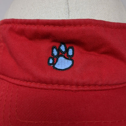 Paw Print Strapback Sun Visor Hat Red One Size Adjustable Embroidered