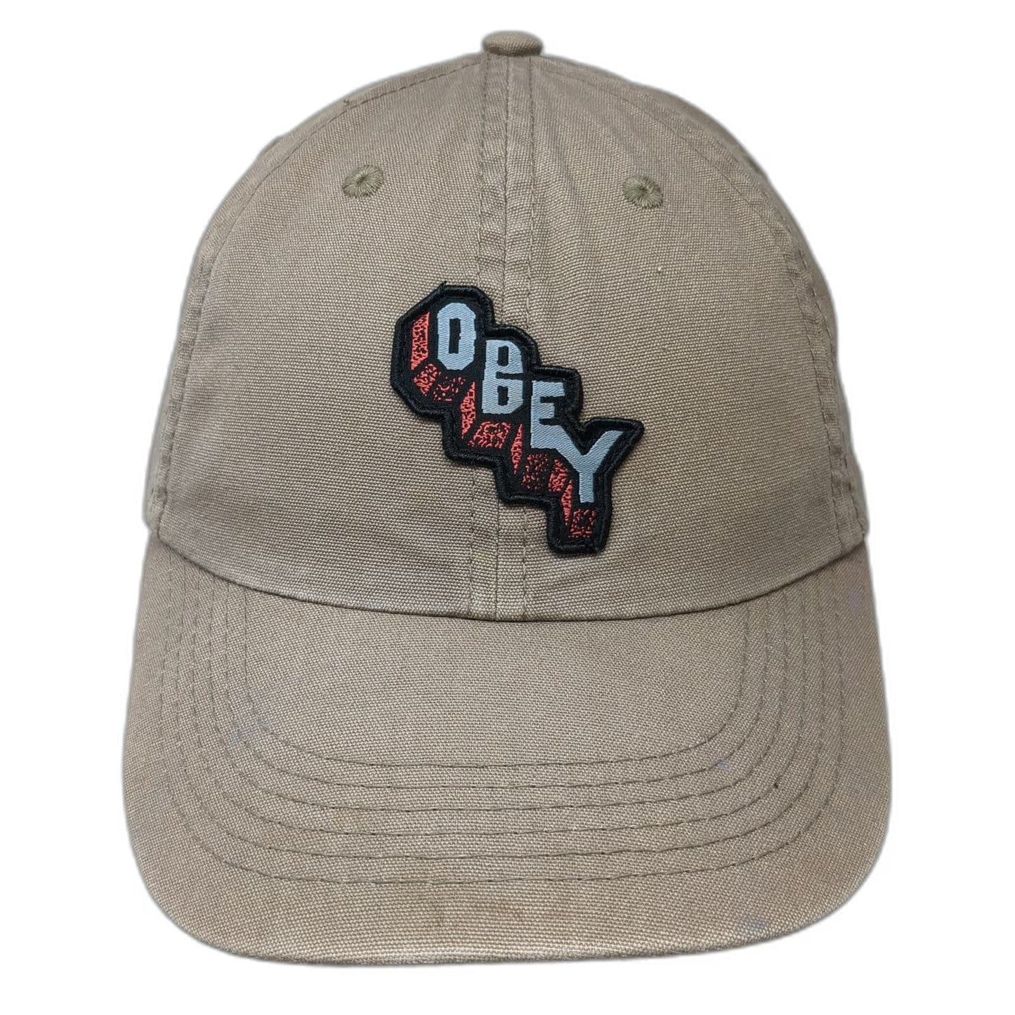 Obey Baseball Cap Brown One Size Strapback Embroidered Logo Patch Cotton Hat