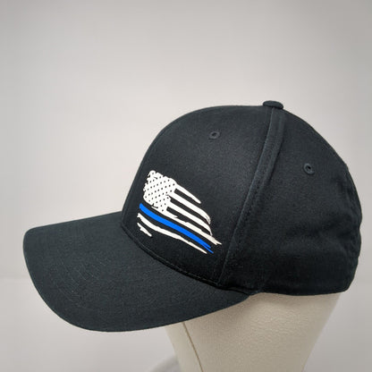 Flag Fitted Hat Black Large-XL Flexfit Stretch 6 Panel Solid Yupoong