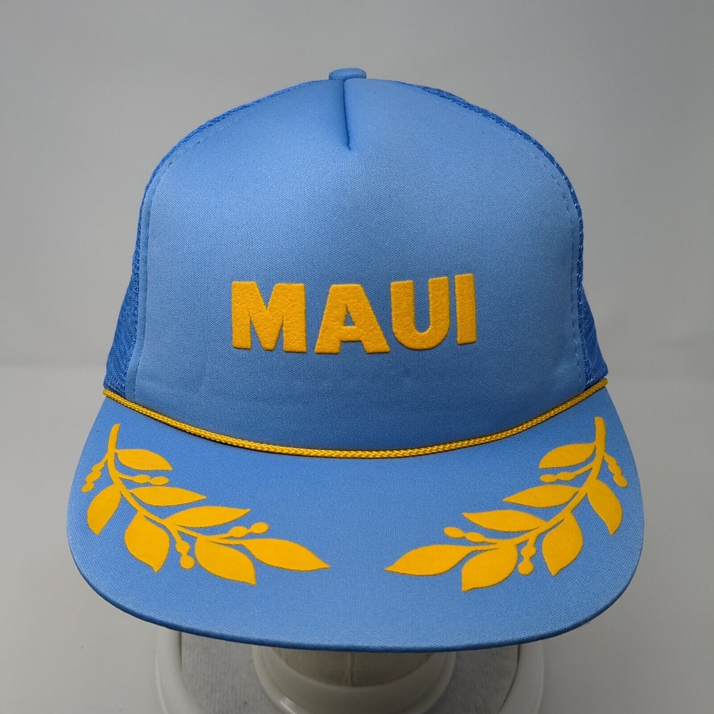 Maui Snapback Mesh Back Rope Trucker Hat Blue One Size Hawaiian Headwear