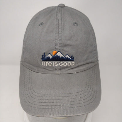 Life Is Good Mountains Chill Slideback Hat Gray OSFA Solid Embroidered