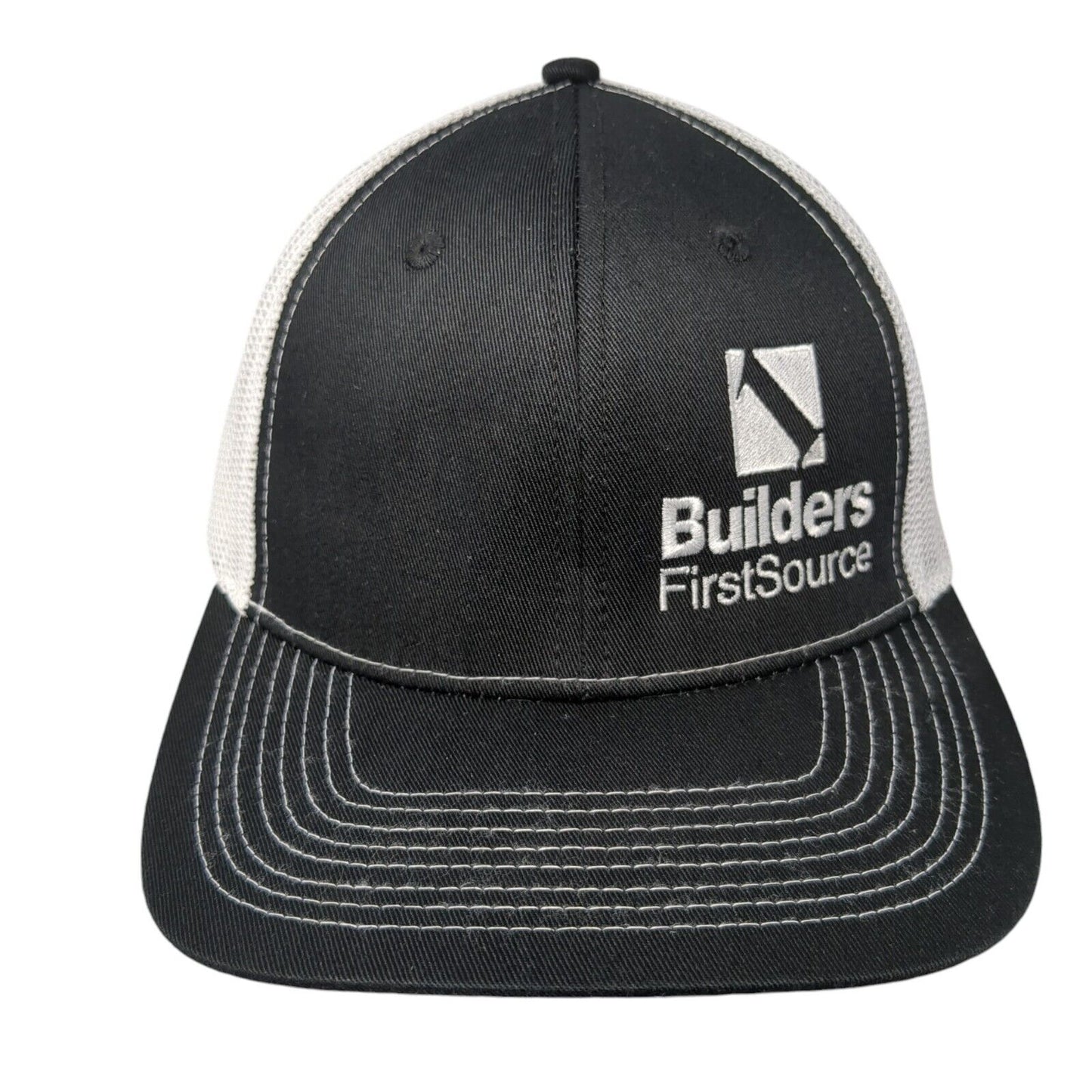 Builders First Source Snapback Trucker Hat Black OS Adjustable Mesh Back Ivory
