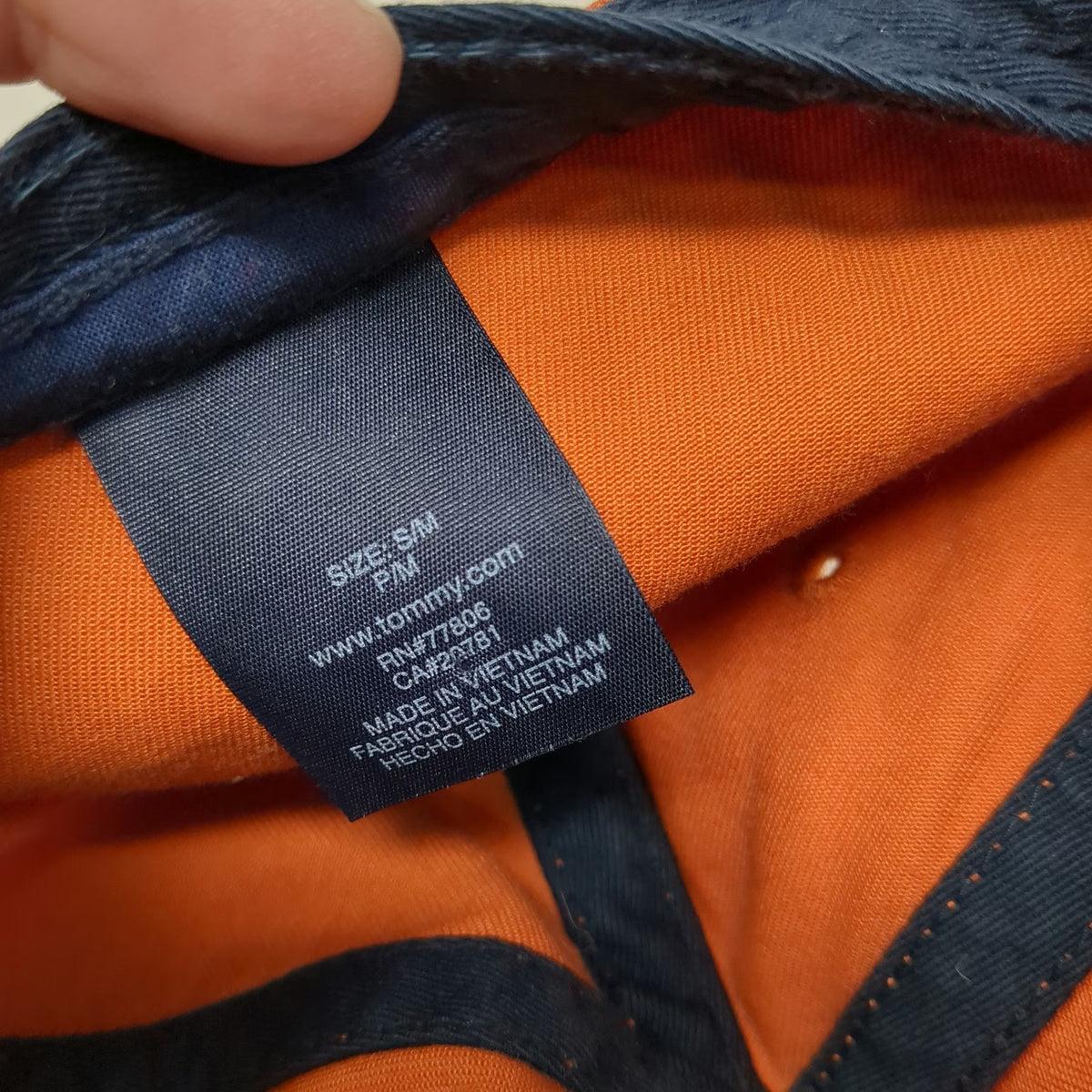 Tommy Hilfiger Baseball Cap Orange M Embroidered Logo Fitted Cotton Twill Hat